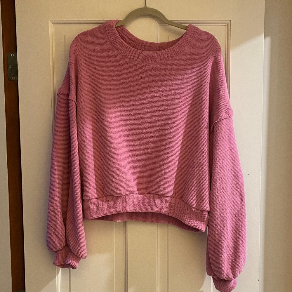 Free people beach Women's Pink Crewneck Chenille top
